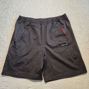Fila men's Large dark gray black shorts, 2 zippered front pockets EUC